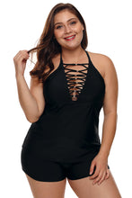 Load image into Gallery viewer, Women&#39;s Sexy Beaded Crisscross Tankini Top and Swim Short Two Piece Swimwear Swimsuit Models 2019
