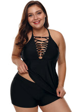 Load image into Gallery viewer, Women&#39;s Sexy Beaded Crisscross Tankini Top and Swim Short Two Piece Swimwear Swimsuit Models 2019