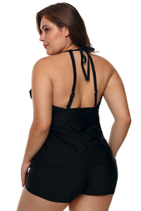 Women's Sexy Beaded Crisscross Tankini Top and Swim Short Two Piece Swimwear Swimsuit Models 2019